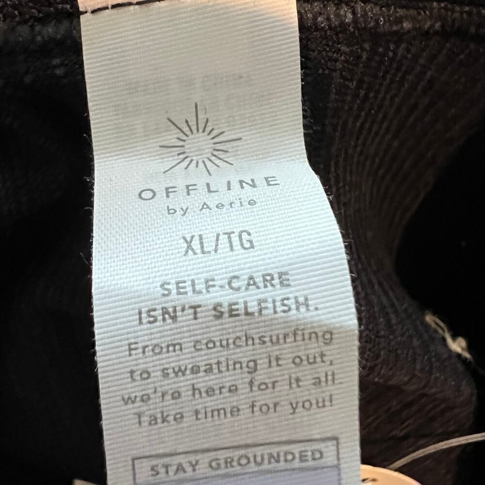NWT Offline Aerie Seamless Cable Square Neck Long Sleeve T-Shirt XL True Black - Picture 7 of 7